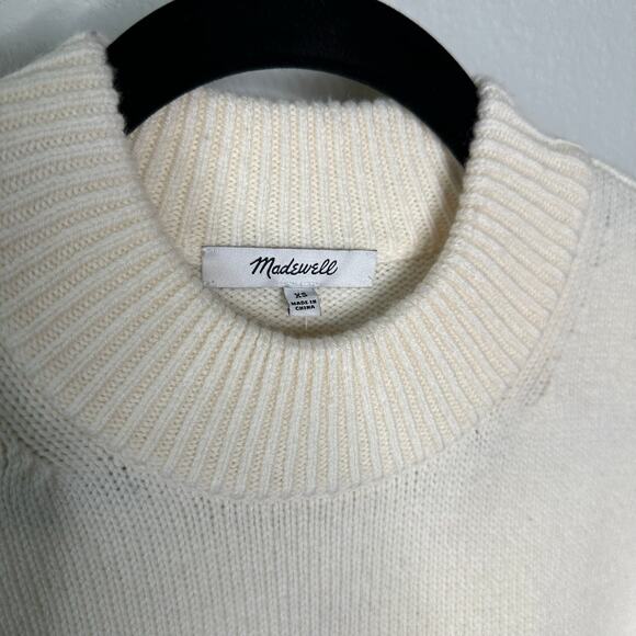 Madewell Boxy Crewneck Sweater Women Wool Cashmere Blend Cream XS New - Picture 5 of 10